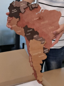 Mappa del mondo in legno marrone 3D per la decorazione della parete mappa del mondo in legno 3D regali di geografia per la decorazione della parete dell'ufficio - Product Image 3