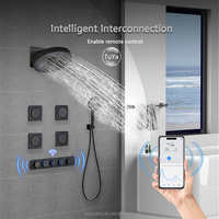 Solutions de douche pour salle de bain, Ensemble de robinetterie de douche thermostatique de haute qualité avec 6 sorties d'eau et application Wi-Fi, Vanne de mélange de douche, Système de douche