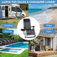 Chaise pliante d'extérieur EIGFOH Espagne Modèle 70201-2 avec dossier réglable confortable et siège rembourré pour le camping, la plage, le pique-nique et le jardin