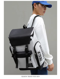 Sac à dos pour ordinateur portable à fermeture roll-top, grande capacité, géométrique, imperméable, unisexe, en tissu Oxford, antivol, pour activités de plein air et sport, tendance - Product Image 4