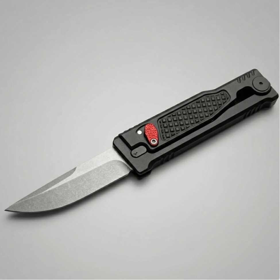 Black handle with red dot