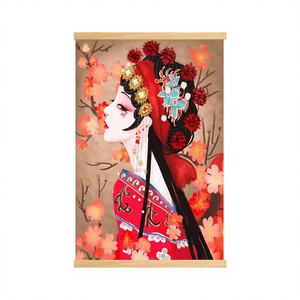 Quadro Decorativo Tradizionale Cinese Stile Antico Fresco con Cornice in Legno Massello e Supporto in Tela per Soggiorno - Product Image 1