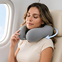 Oreiller de voyage portable en forme de U, confortable, avec rembourrage en mousse à mémoire de forme et taie d'oreiller lavable, idéal pour avion et voiture (vente en gros)