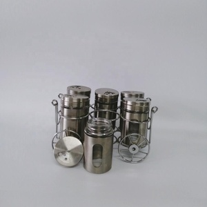 Cuisine De Stockage En Acier Inoxydable Verre Récipient À Épices Ensemble Condiment Cruet avec <span class=keywords><strong>lot</strong></span> de <span class=keywords><strong>6</strong></span> - Product Image 2