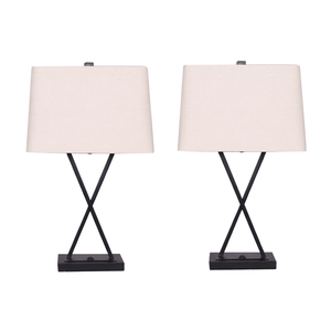 Lampade da tavolo X-Base con paralumi in lino, elegante decorazione per la casa, per camera da letto e soggiorno - Product Image 2