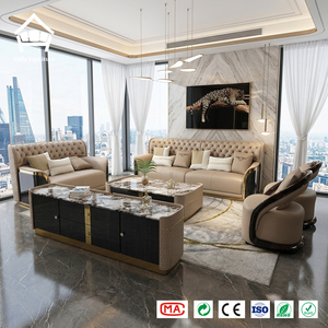 Sofá Seccional Chesterfield de Cuero con Diamantes de Lujo 1+<span class=keywords><strong>2</strong></span>+<span class=keywords><strong>3</strong></span>, Juego de Muebles Lacados de Alto Brillo para Sala de Estar de Mansiones - Product Image 2