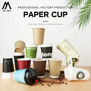 Custom Design Printed Disposable 6oz 8oz 10oz 12oz 16oz Single Double Wall Hot Coffee Paper Cups With Logo