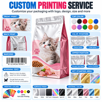 Sachet personnalisé en aluminium pour nourriture pour chatons, scellé sur huit côtés avec fermeture éclair, pour la vente au détail et en gros