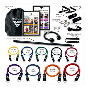 <span class=keywords><strong>Kit</strong></span> de 11 cordes <span class=keywords><strong>élastiques</strong></span> en latex d'exercice de gymnastique directement personnalisé en usine Kits de <span class=keywords><strong>bandes</strong></span> de résistance 150LB/250LB avec barre de Pilates - Product Image 3