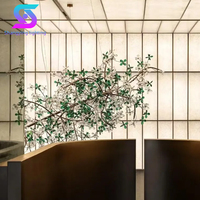 Lustre moderne en cristal en forme de branche de fleur, LED à intensité variable, commande sans fil, hauteur réglable pour hôtels/villas et espaces de vie