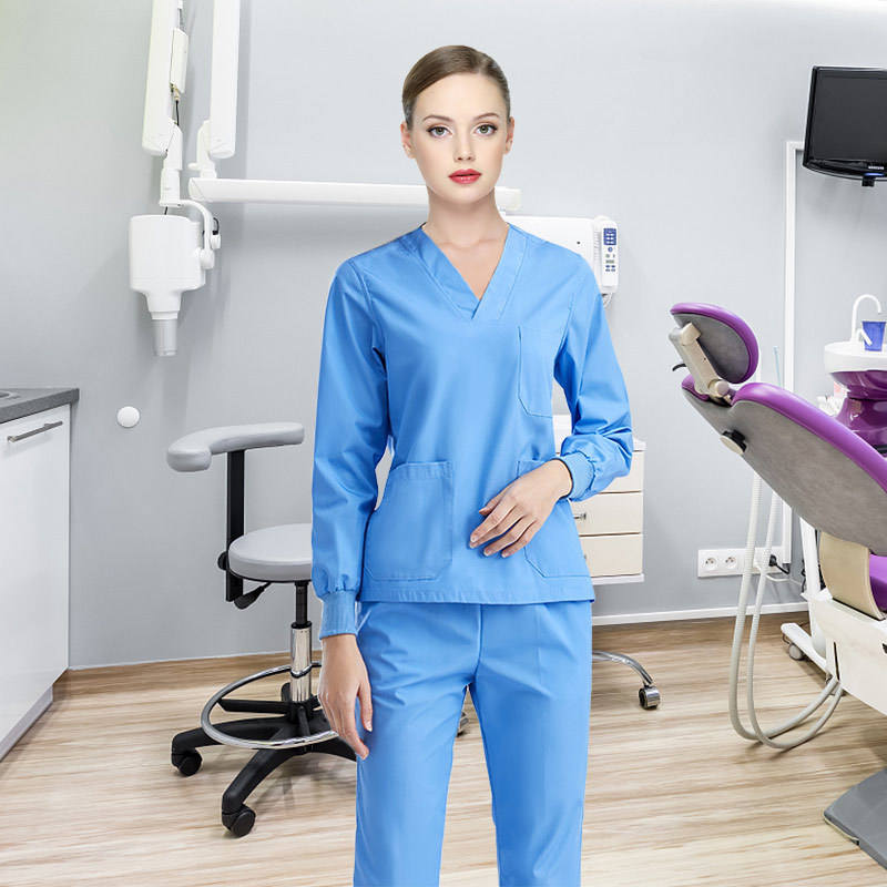 Women's blue long sleeve set (100% cotton)