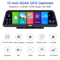 10 pouces 4G ADAS Android 8.1 tableau de bord RAM 2GB ROM 32GB Wifi GPS Navigation avec double caméras 24H moniteur de stationnement