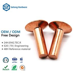 Rivets semi-tubulaires en cuivre rouge 3mm 4mm 5mm, finition brillante, conducteurs, conformes à la norme ISO, pour applications électriques industrielles – Approvisionnement direct usine - Product Image 1
