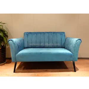 Laynsino Modern Home Furniture 2-Seater Sky Blue Velvet Sofas Inflatable Sectional Lounge Chairs Modern Living Room Collection