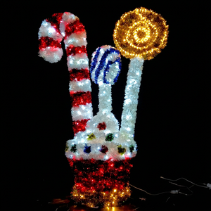 Lumières LED de Noël en forme de canne à sucre 2D et 3D, décoration de Noël imperméable pour pelouse et jardin - Product Image 1