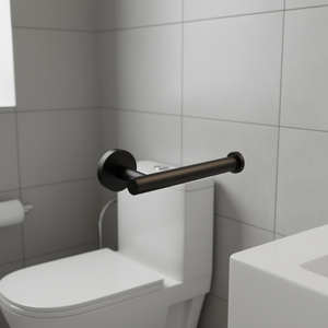 Portarotolo Moderno Nero Opaco in Acciaio Inox SUS304 da Parete Antiruggine per Bagno, Dispenser Rotolo Design Circolare - Product Image 2