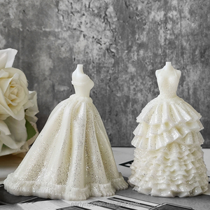 초기 라이저 DIY 아로마 테라피 캔들 스커트 웨딩 원피스 케이크 장식 베이킹 금형 홈 데코를위한 실리콘 몰드 - Product Image 1