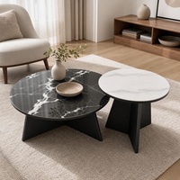 Table basse moderne haut de gamme avec plateau en marbre et structure métallique, design durable, écologique, mobile, facile à assembler, idéale pour les petits appartements, luxe