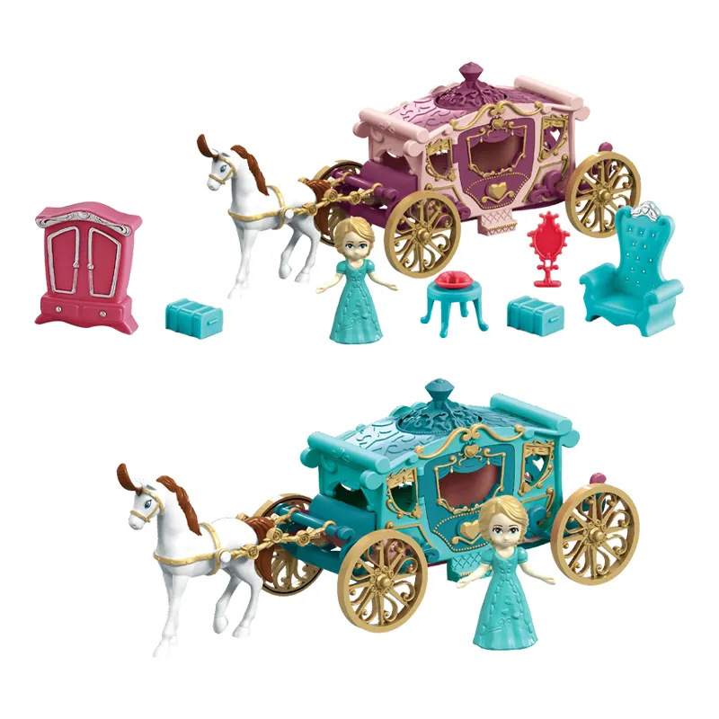Set Aksesori Boneka Mainan Anak Perempuan 2022 Boneka Putri dengan Kereta Kuda