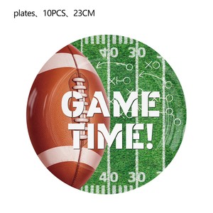 Articles de fête d'anniversaire pour enfants sur le thème du football américain (rugby) en gros : assiettes en papier, serviettes, nappes - Product Image 5