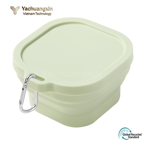 Tazón cuadrado pequeño plegable de silicona portátil para viajes al aire libre, juego de vajilla para lonchera, tazón de silicona de grado alimenticio para fideos instantáneos - Product Image 6
