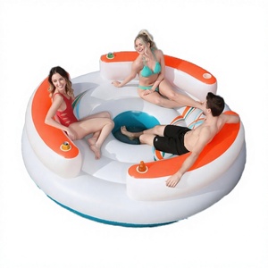 Isla Flotante Inflable de PVC para 4 Personas, Tumbona Circular para Piscina, Trono de Natación, Logotipo Personalizado, Diversión Acuática para Hoteles y Resorts - Product Image 4