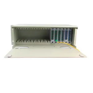 3U 19 "16 Slot Rak Mount PLC Splitter dengan 16 1X8 1X4 LGX PLC Splitter SC SC/APC ODF Penutup Rak