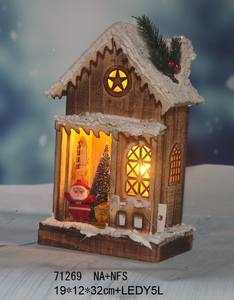 Buena calidad decoración de madera LED casa de madera <span class=keywords><strong>lemax</strong></span> <span class=keywords><strong>Navidad</strong></span> pueblo accesorios batería iglesia casa - Product Image 3