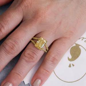 แหวนประดับเพชรทรงกลมสีทอง18K สำหรับสตรีและผู้ชายขายดีที่สุดในห้องปฏิบัติการ Vs1 - Product Image 4