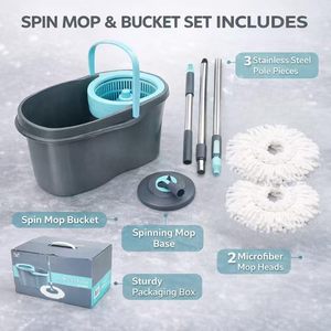 Stainless Steel Twist Handle Removable Spin Dry Magic Mop Pedal-Operated Hands-Free <b>Cleaning</b> - Product Image 4