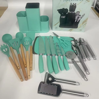 Vente flash : Ensemble de 20 ustensiles de cuisine en acier inoxydable, outils de cuisine, seau de rangement, combinaison d'ustensiles de cuisine essentiels, compatible lave-vaisselle