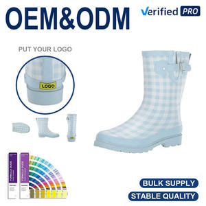 Blue Rubber Rain <strong>Boot</strong> for <strong>Men</strong> Children Mid Gumboot 100% Waterproof and Lightweight <strong>Wellington</strong> <strong>Boots</strong> With Side Buckle OEM/ODM - Product Image 1