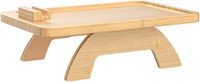 Table d'appoint pliable en bambou pour canapé, à clipser sur le bras, avec rotation à 360° ° Support de téléphone rotatif antidérapant avec plateaux pour aliments