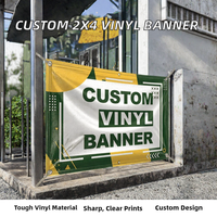 Bannière en vinyle personnalisée 2 pi x 4 pi, fond d'écran imprimé numériquement en couleur, 13 oz, images et texte personnalisés haute résolution pour promotion