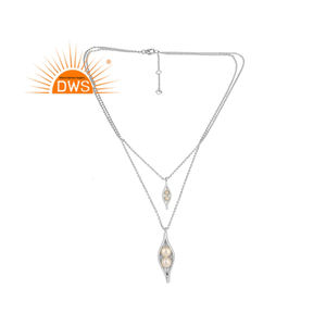925 Solid Sterling Silver Long Chain Necklace Seedpod Pearl Gemstone Multi Pendant Fashion Necklace Jewelry Supplier - Product Image 1