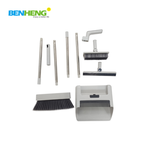 Ensemble balai et pelle avec raclette en caoutchouc sur la tête du balai et brosse sur la poignée de la pelle - Multifonctionnel - Product Image 4