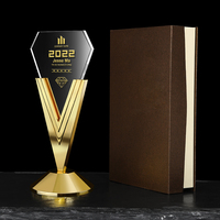 Trofeo Deportivo de Cristal y Metal Personalizado, Premio de Campeonato, Acabado en Oro, Plata y Cobre, Diseño Duradero con Grabado Láser para Juegos