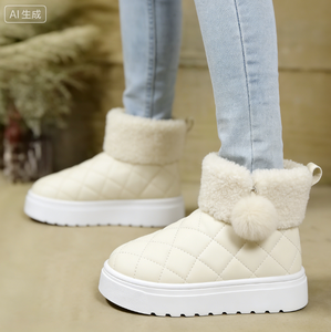 <span class=keywords><strong>Stivali</strong></span> da Neve per Donne <span class=keywords><strong>Invernali</strong></span> alla Moda con Bordo in Filato e Velluto Spesso per Tenere al Caldo, Stivaletti Piatti alla Moda per Studentesse - Product Image 3