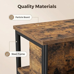 Table d'appoint en bois à 3 niveaux avec ports USB et prises électriques, table de chevet pour salon, chambre à coucher - Product Image 5