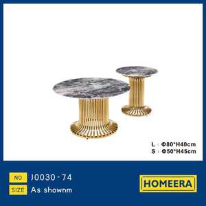 Tavolino da Caffè Homeera con Piano in Marmo e Struttura in Metallo, Design Moderno Rotondo per Arredamento Soggiorno J0030-74 - Product Image 1