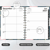 Agenda spirale A5 à couverture rigide OEM 2027 – Carnet hebdomadaire et mensuel avec LOGO personnalisé pour cadeaux d'entreprise et cadeaux personnels