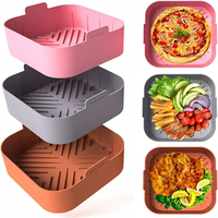 Panier de cuisson en silicone pour friteuse à air, carré, réutilisable, résistant à la chaleur, accessoires pour four à air fryer