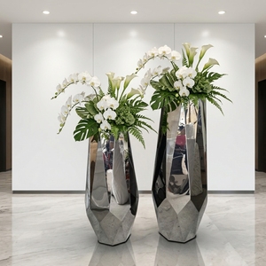 Vaso de Chão Grande Moderno de Luxo por Atacado Decoração para Casa Artigos de Jardim Plantador Interno Dourado Grande Vaso de Flores em Aço Inoxidável - Product Image 2