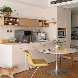 Luxury Scandinavian Dining <b>Sideboard</b> - <b>Cream</b> & Oak, LED Lighting & Coffee Bar, Multi-Zone Storage for Stylish Hygge Spaces - Product Image 1