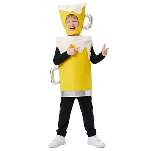 Disfraz de jarra de cerveza para niños, amarillo, con sombrero de espuma y asa, para actuaciones en fiestas de Halloween - Product Image 1