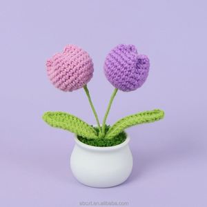 Maceta de Tulipanes Tejida a Crochet, Mini Planta Artificial en Maceta, Decoración Perfecta para el Hogar, Regalo - Product Image 4