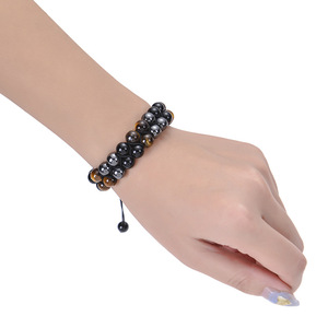 Premium Adjustable Tiger Eye Hematite <b>Beads</b> Unisex <b>Bracelet</b> Stylish Trendy Design Natural Energy Stone Essential Oil 19-30cm - Product Image 2