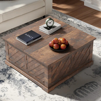 Table basse de rangement moderne en bois avec grand compartiment caché et étagère latérale ouverte Table à manger pour le salon