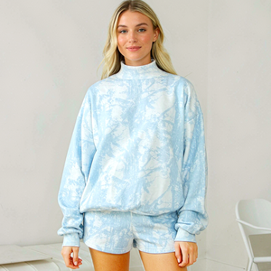 Custom Women Two Piece <b>Tie</b> <b>Dye</b> Mock Neck <b>Sweatshirt</b> And Shorts Summer Clothes For Women Casual Women's Sets Sport Wear - Product Image 2