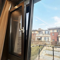 Portes et fenêtres modernes verticales insonorisées en alliage d'aluminium et verre, double vitrage trempé, battantes, isolantes thermiquement, pour cuisine et extérieur